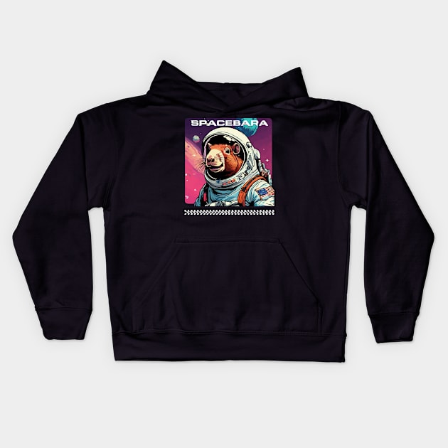 vintage space capybara Kids Hoodie by spoilerinc